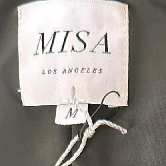 NEW MISA Los Angeles Dress Maxi Green Knit Braided Belt Wrap Belt V-Neck M - Picture 12 of 15